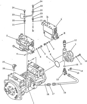 708-23-04014 PC100-5 120-5 150-5 水力ポンプ組成 (HPV55+55) コマツー部品